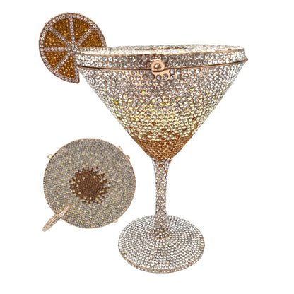Rhinestone Cocktail Tall Glass Party Bag