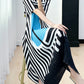 Miyake Pleated Striped A-Line Dress