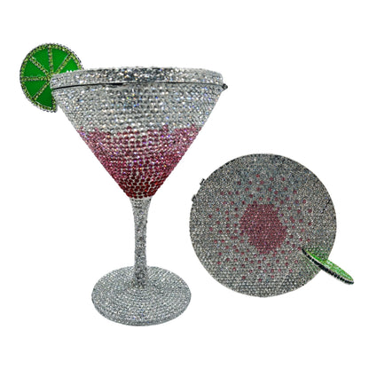 Rhinestone Cocktail Tall Glass Party Bag