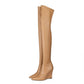 Pointed Toe Over-the-Knee Wedge Boots