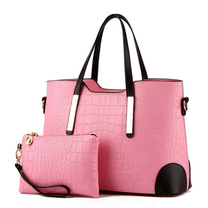 Crocodile Pattern PU Leather Handbag & Purse Set