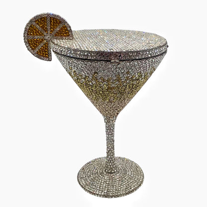 Rhinestone Cocktail Tall Glass Party Bag