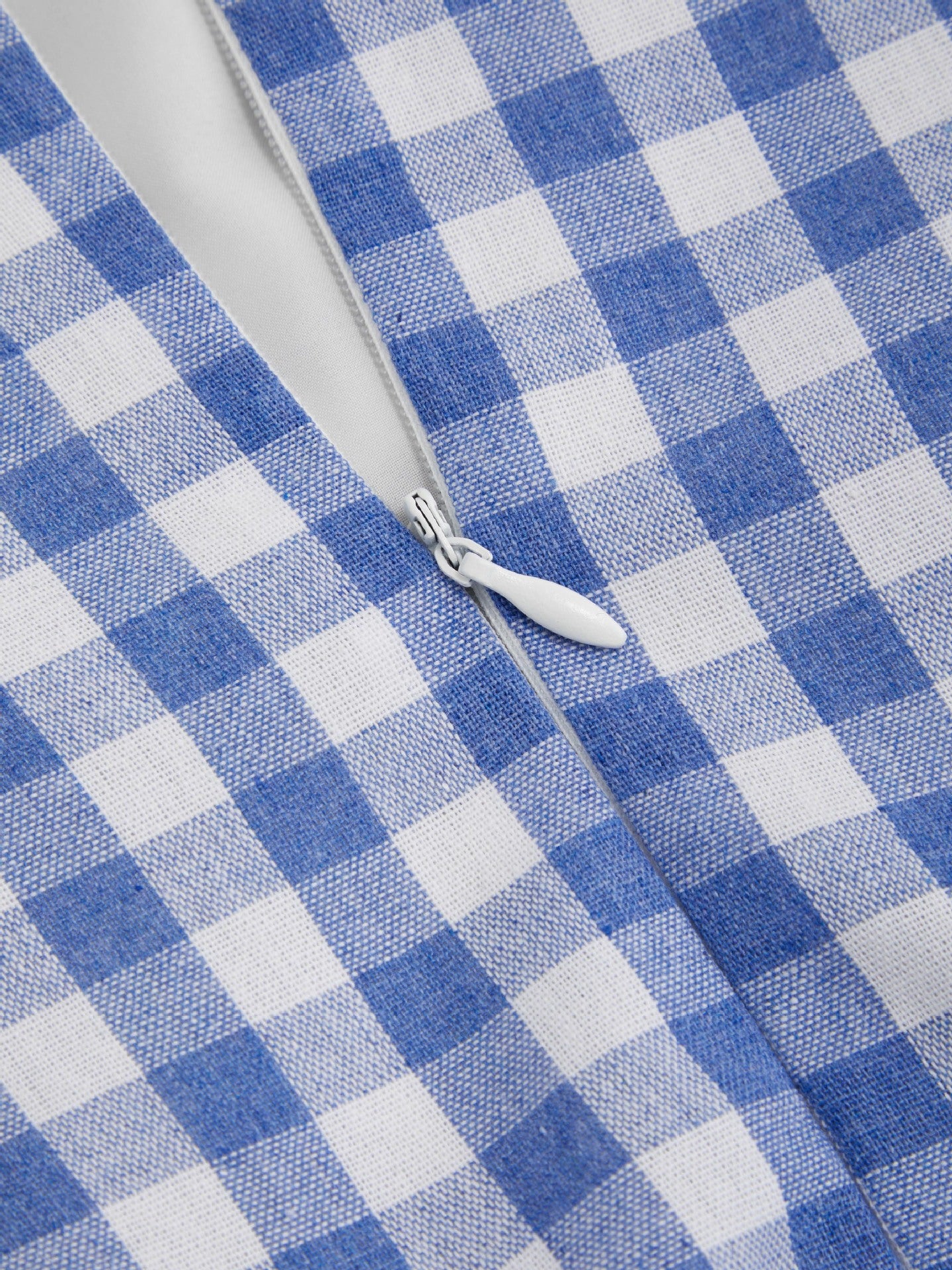 Checkered Tie Shoulder Mini Dress