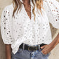 Eyelet Button Up Half Sleeve Blouse