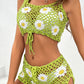 Flower Cutout Wide Strap Two-Piece Cover Up