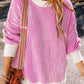 Round Neck Dropped Shoulder Sweater