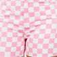High Waist Contrast Checkered Shorts