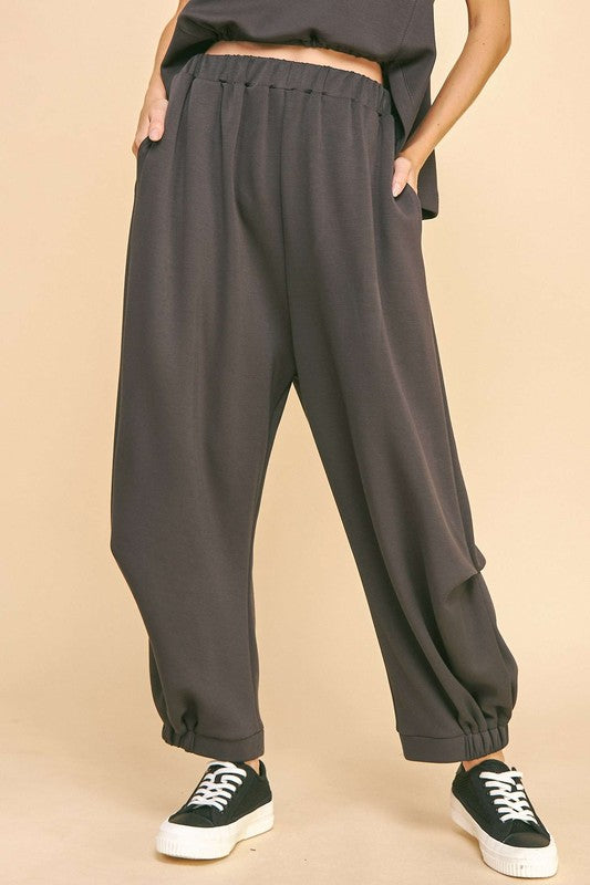 Drawstring Hem Round Neck Tank and Pants Set