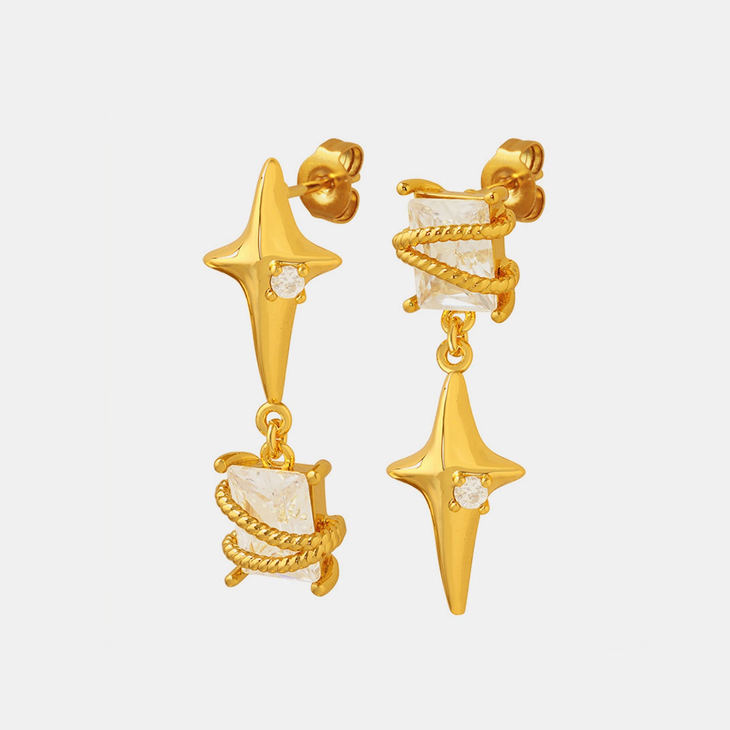 Zircon Copper Geometric Drop Earrings