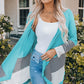 Striped Color Block Open Front Cardigan