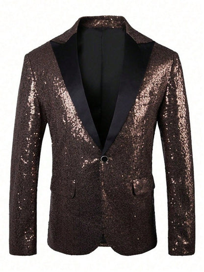 Sequin One Button Blazer