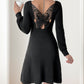 Butterfly Square Neck Long Sleeve Dress