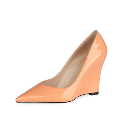 Patent Leather Pointed Toe Wedge Pumps