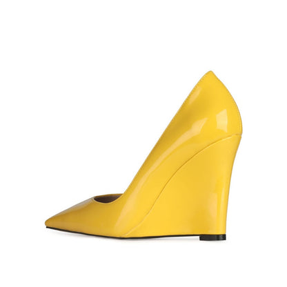 Patent Leather Pointed Toe Wedge Pumps