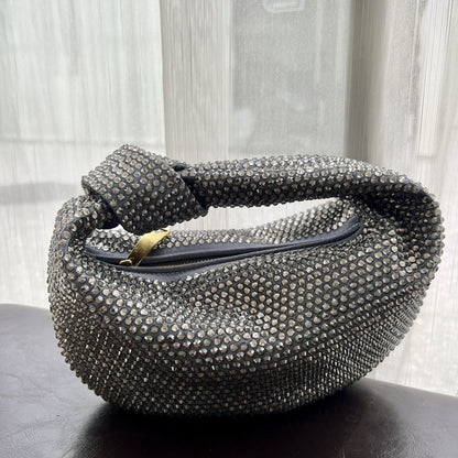 Inlaid Crystal Half Moon Bag