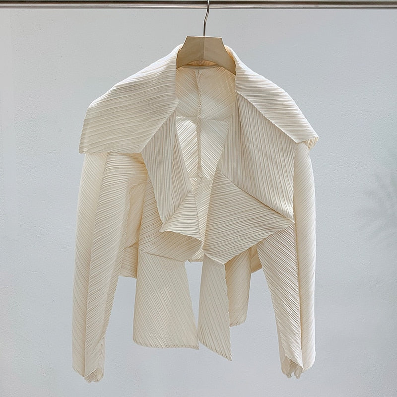 Miyake Pleated Folded Sleeves Open Front Jacket