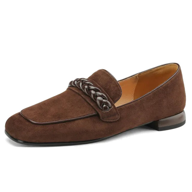 Woven Strap Round Toe Loafers