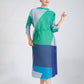 Miyake Pleated Contrast Print Belted Midi Dress