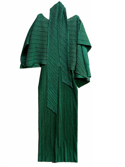 Miyake Pleated Top and Long Skirt Set with Sash