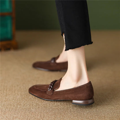 Woven Strap Round Toe Loafers