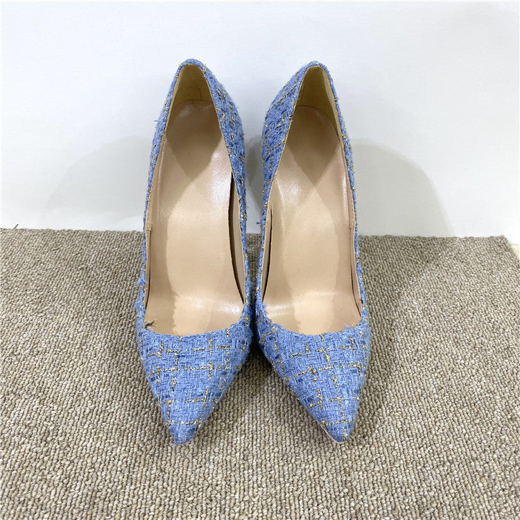 Plaid Pointed Toe Stiletto Pumps