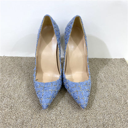 Plaid Pointed Toe Stiletto Pumps