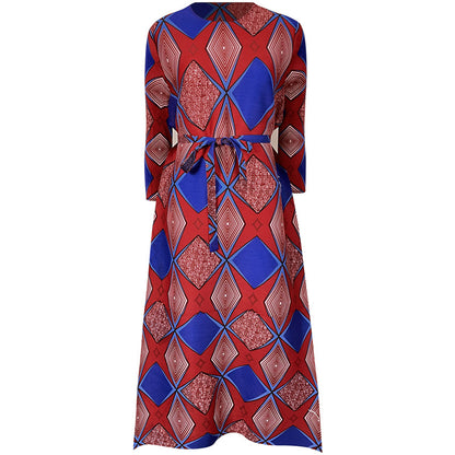Miyake Pleated Geometric Print Midi Dress