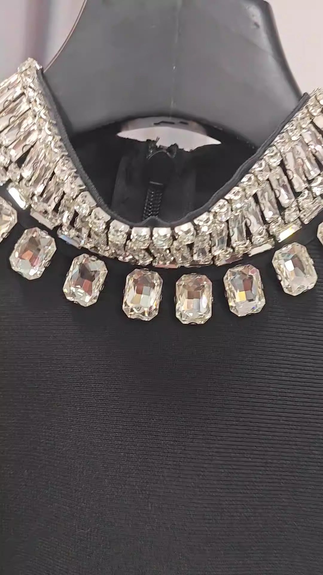 Rhinestone Turtleneck Long Sleeve Bandage Dress