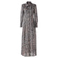 Printed extra long four button dress with inner layer for single wear