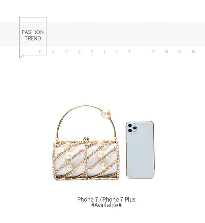 Embellished Hollow Out Metal Cage Barrel Bag