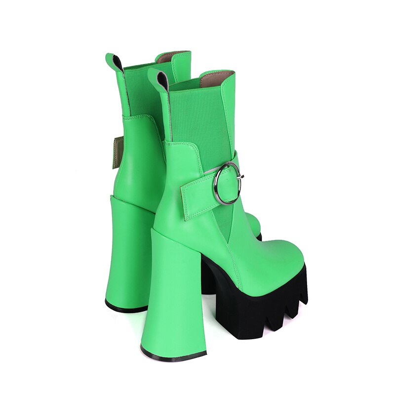 Square Toe Platform Ankle Boots