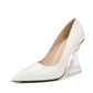 Pointed Toe Transparent Square Heel Shoes