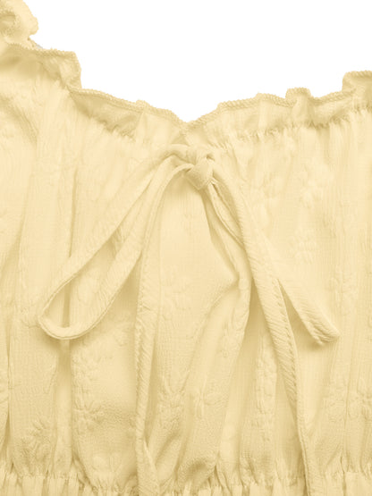 Floral Embossed Smocked Sleeveless Maxi Dress