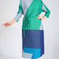Miyake Pleated Contrast Print Belted Midi Dress
