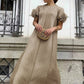 Miyake Pleated Ruffled Flower Maxi Dress