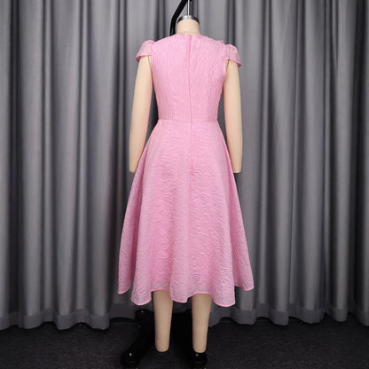 Bow Detail Cap Sleeves Midi Dress