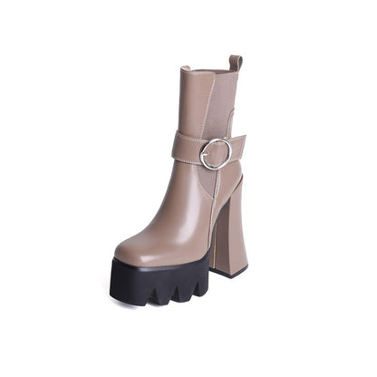 Square Toe Platform Ankle Boots