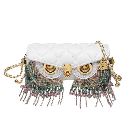 Cute Owl PU Leather Tassel Crossbody Bag