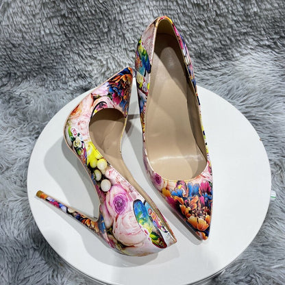 Floral Pointed Toe Stiletto Pumps