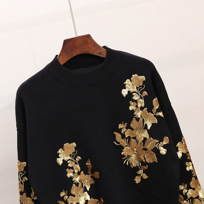 Gold & Silver Sequins Long Sleeves Sweater & Pants Set