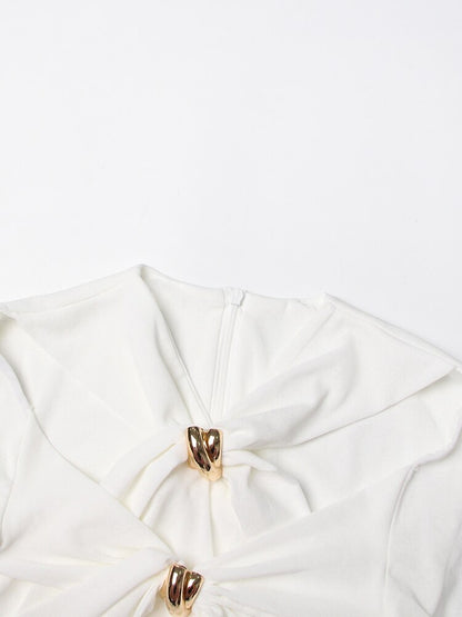 V-Neck Long Sleeve Cutout Maxi Dress