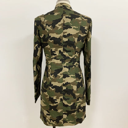 Camouflage Chain Detail Long Sleeve Mini Dress