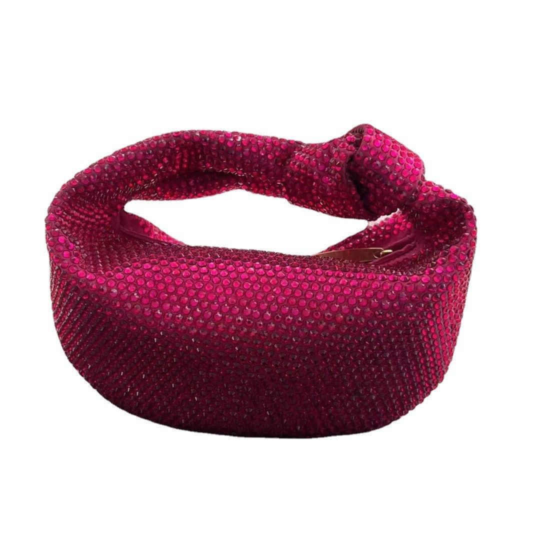 Inlaid Crystal Half Moon Bag