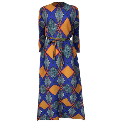 Miyake Pleated Geometric Print Midi Dress