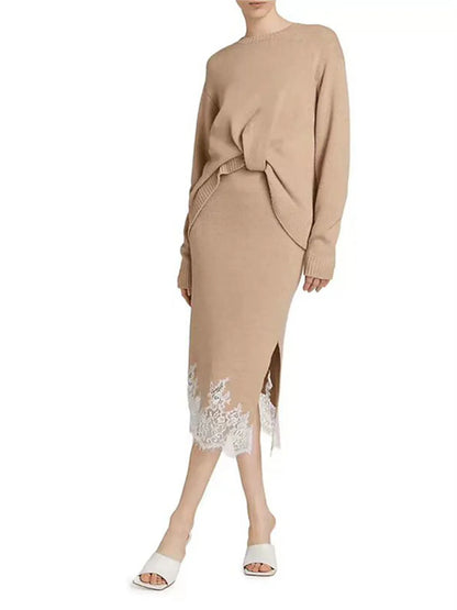 Fake Two-Piece Round Neck Twisted Knit Dress