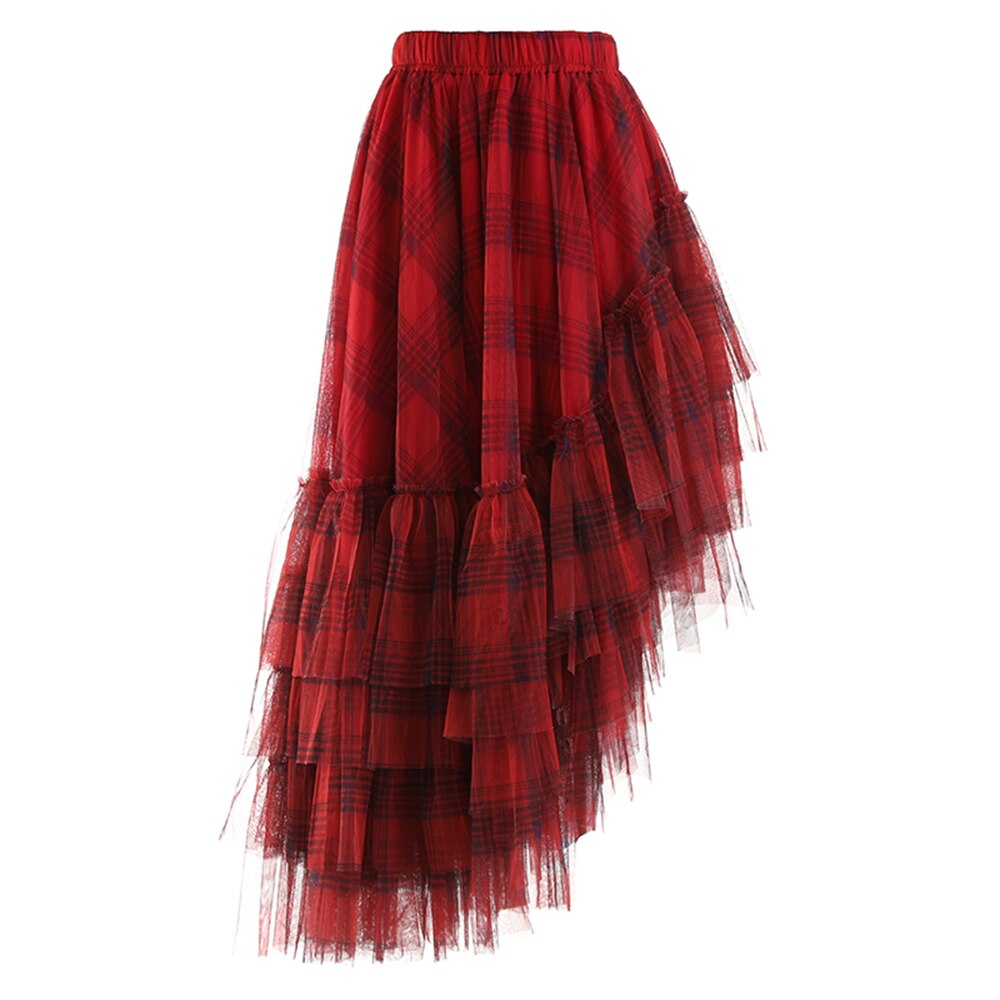 Plaid Irregular Asymmetrical Hem Skirt