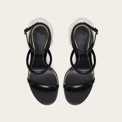 Flower Slim Heel Strappy Sandals