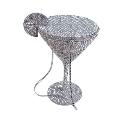 Rhinestone Cocktail Tall Glass Party Bag
