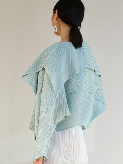 Miyake Pleated Folded Sleeves Open Front Jacket