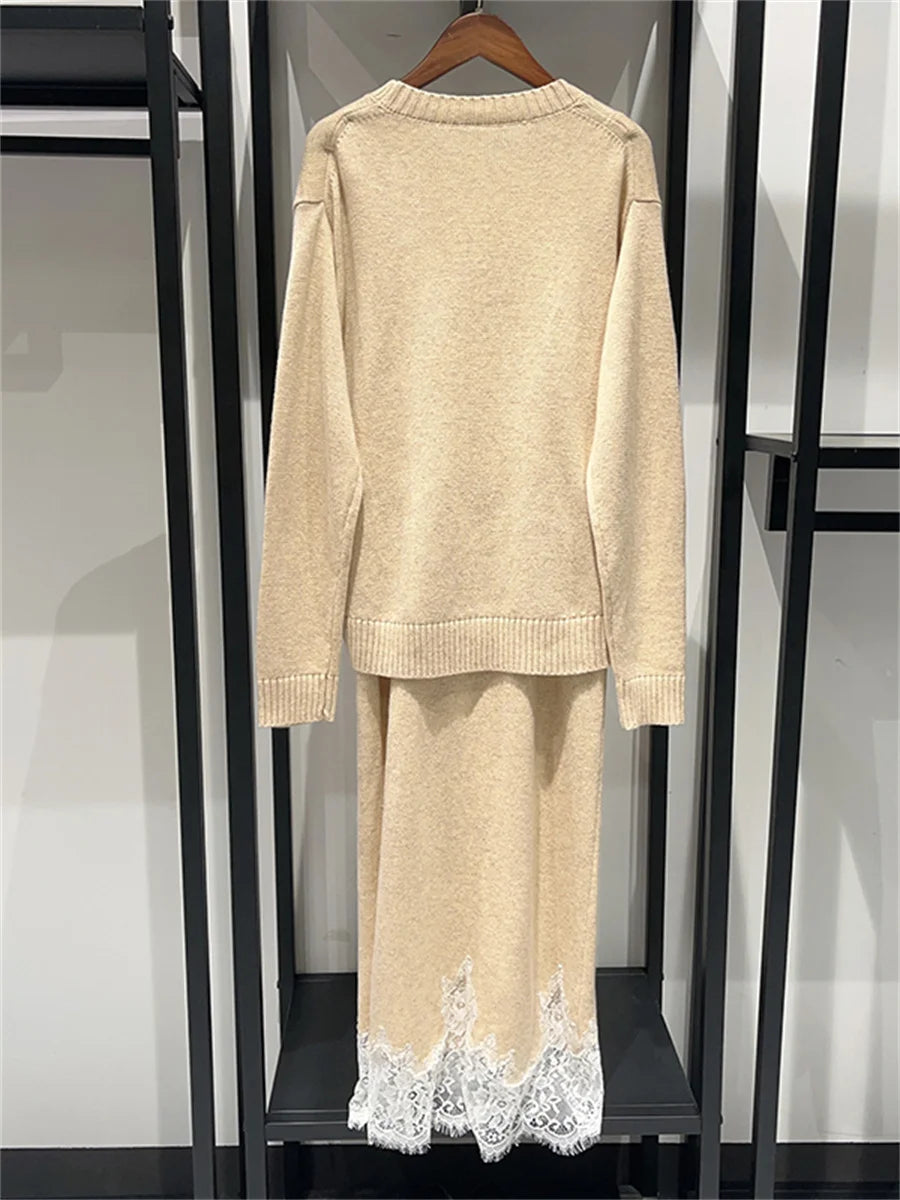 Fake Two-Piece Round Neck Twisted Knit Dress